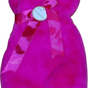 Faux Fur Wine Bag with Ribbon Tie - Hot Pink